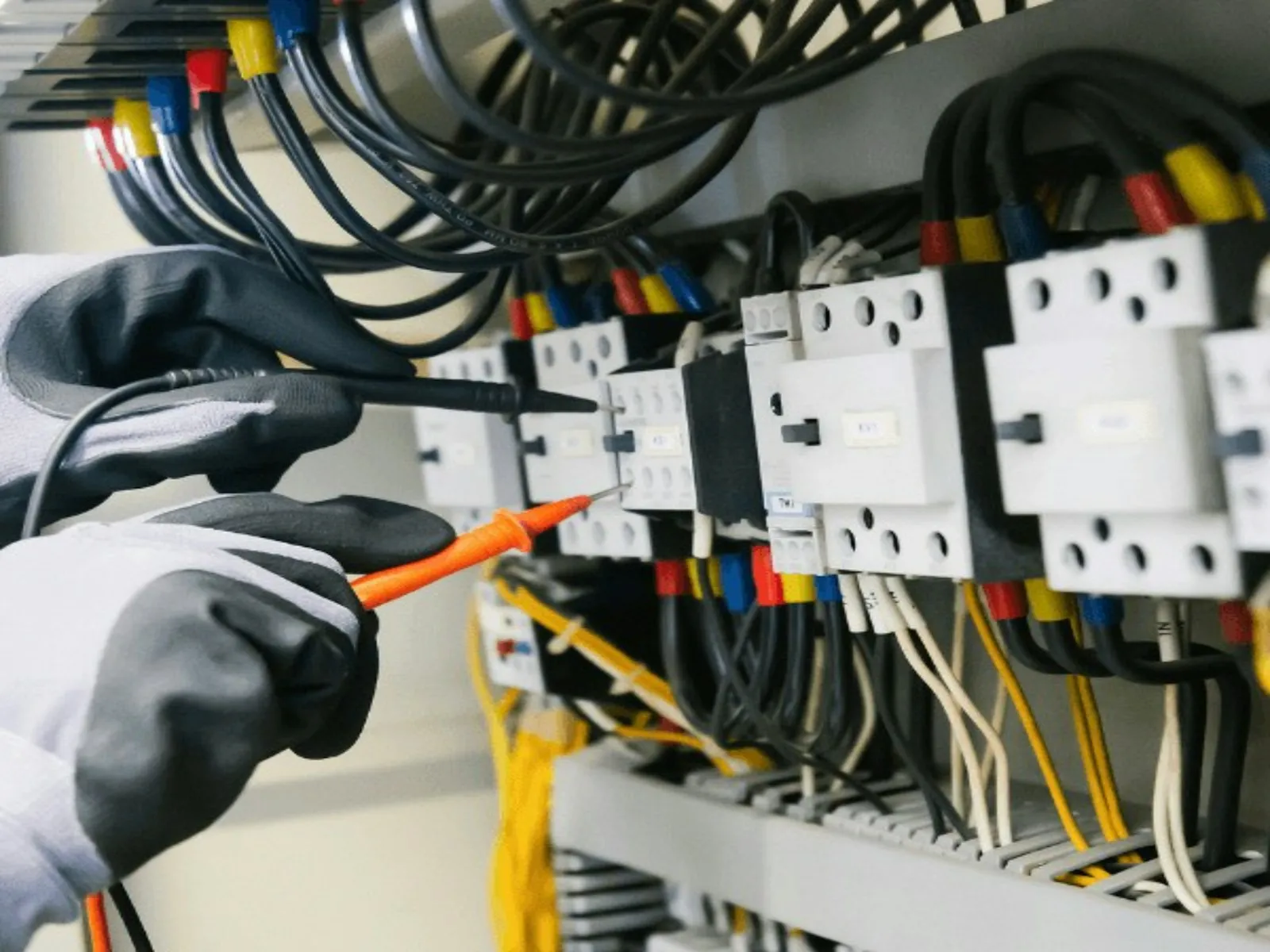 Elektriker bei der Prüfung einer Elektroinstallation mit Messgerät